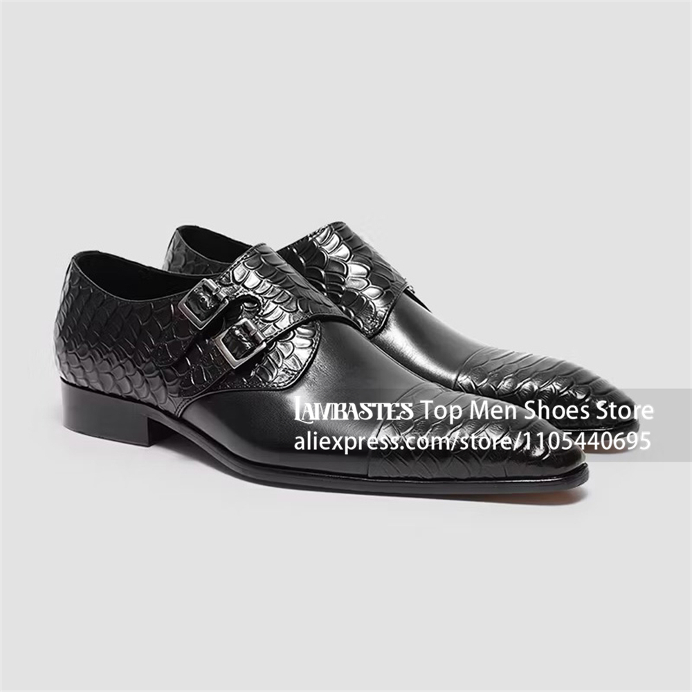 Monk Strap Shoe - Zapatos de hombre de cuero de